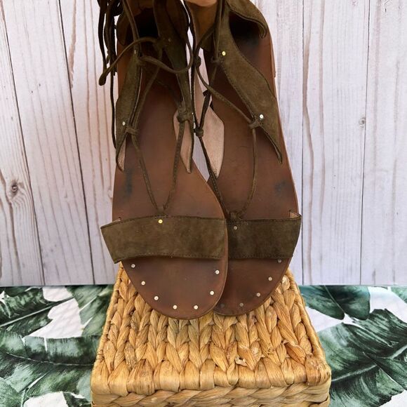 Madewell Bridget Green Suede Leather Gladiator Sandals - Picture 8 of 8